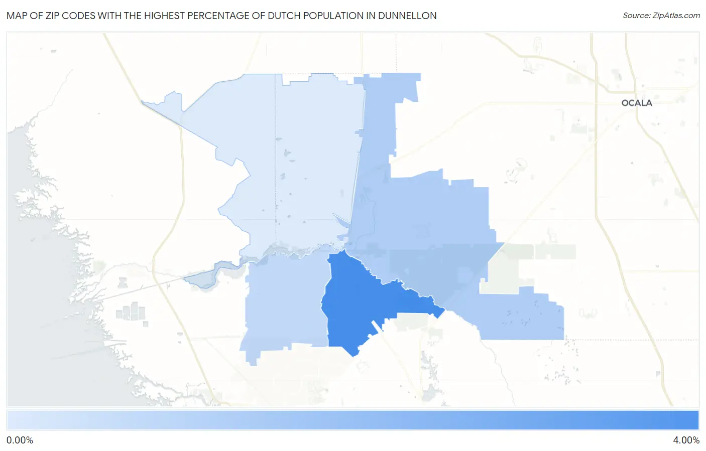 Zip Codes with the Highest Percentage of Dutch Population in Dunnellon Map