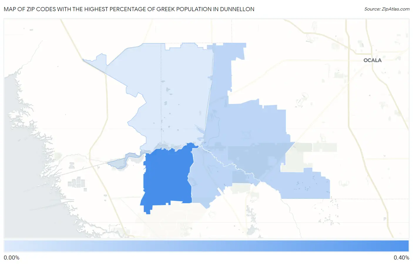 Zip Codes with the Highest Percentage of Greek Population in Dunnellon Map