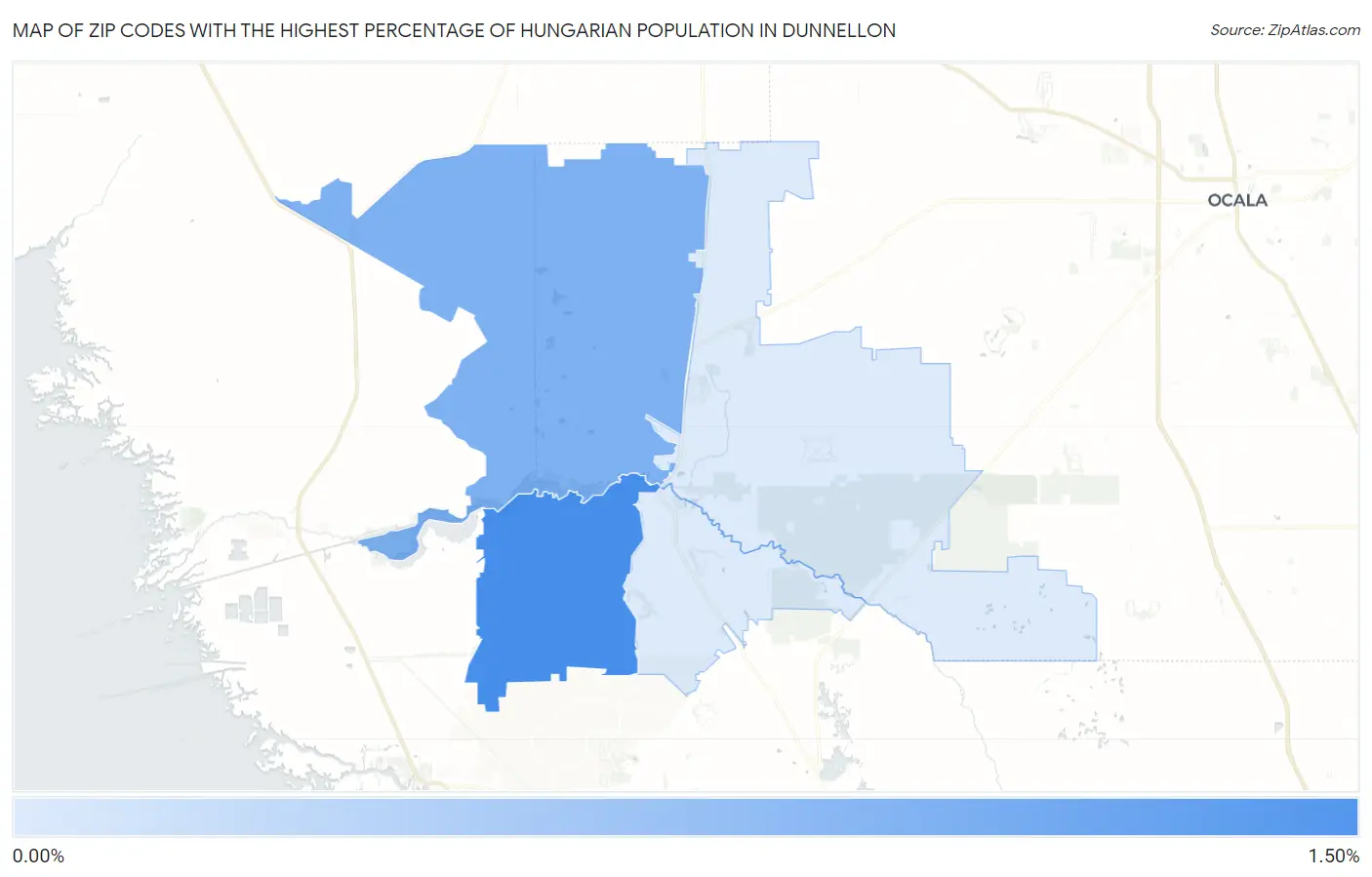 Zip Codes with the Highest Percentage of Hungarian Population in Dunnellon Map