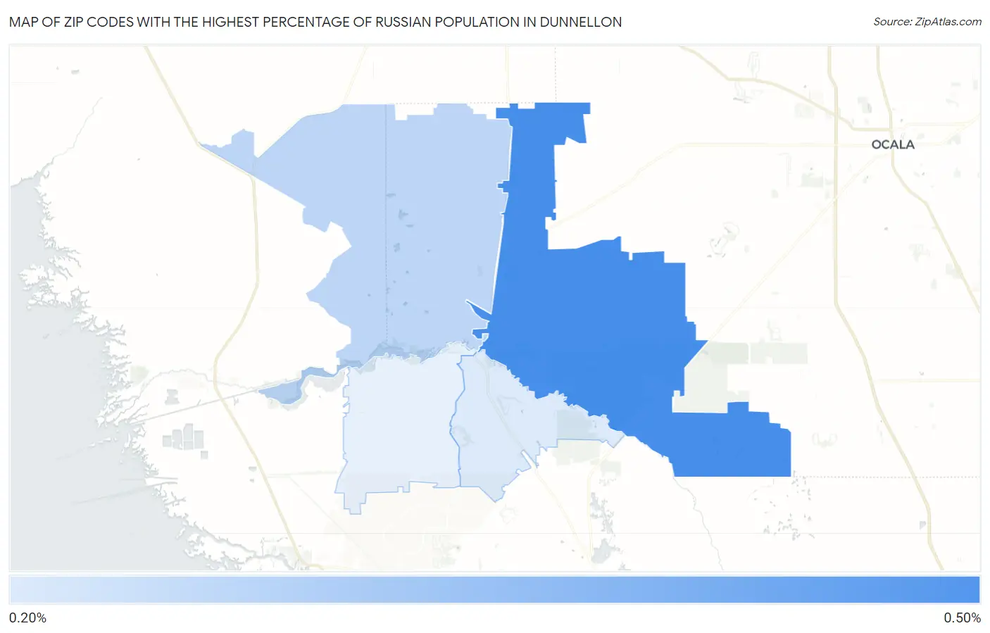 Zip Codes with the Highest Percentage of Russian Population in Dunnellon Map