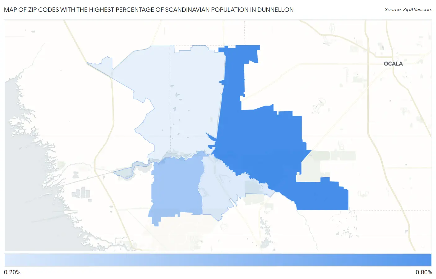 Zip Codes with the Highest Percentage of Scandinavian Population in Dunnellon Map