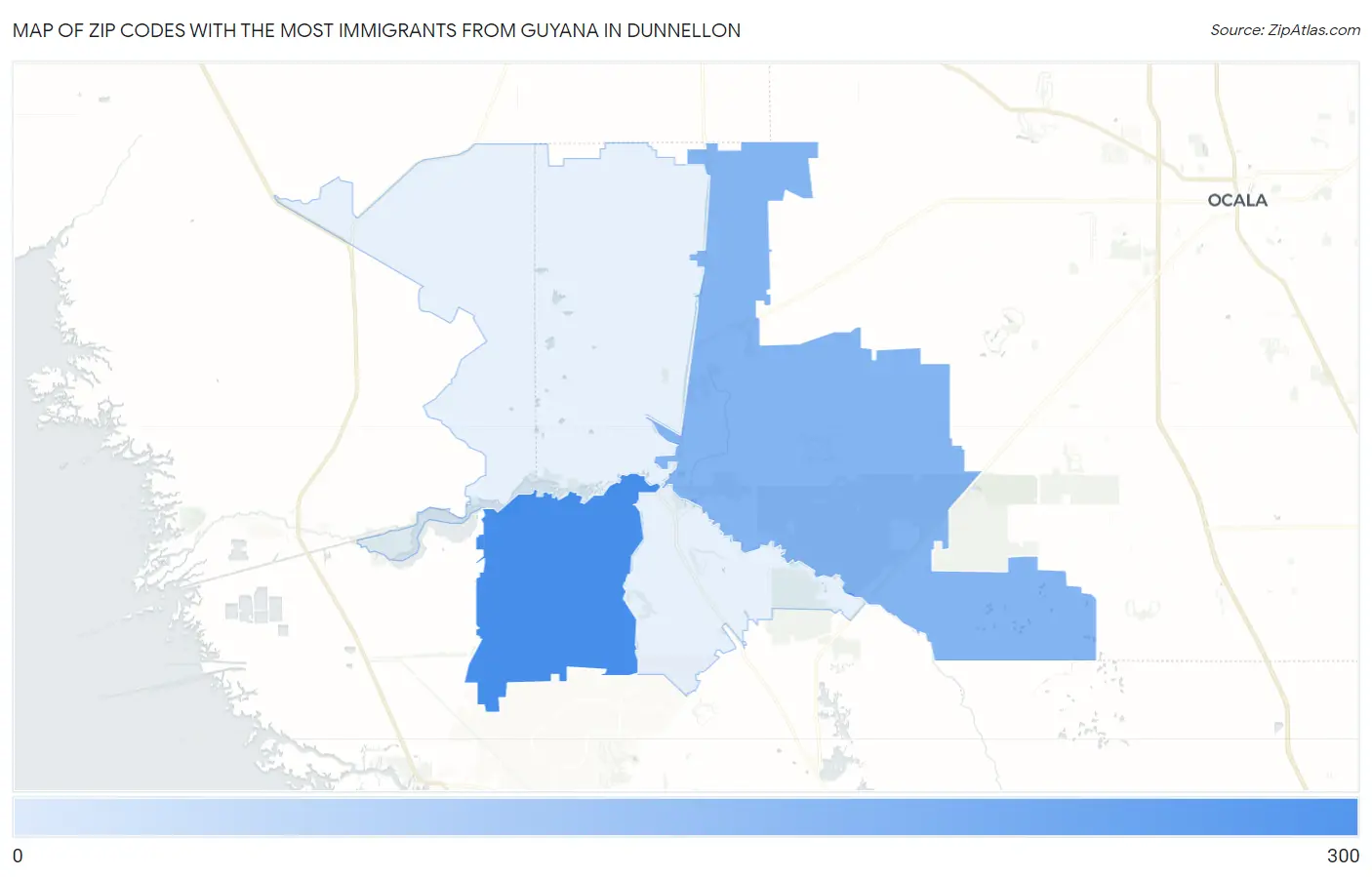 Zip Codes with the Most Immigrants from Guyana in Dunnellon Map