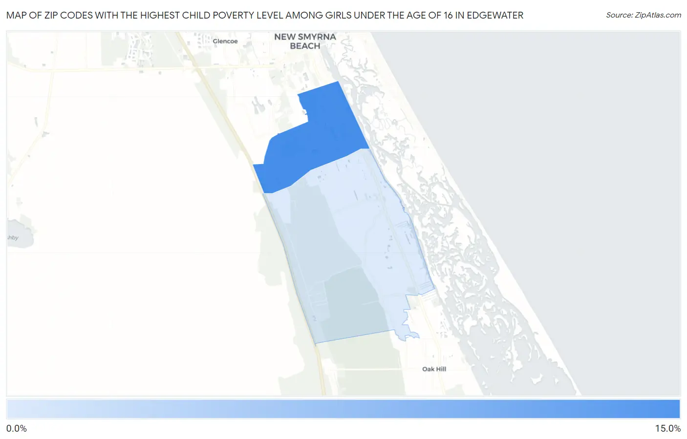 Zip Codes with the Highest Child Poverty Level Among Girls Under the Age of 16 in Edgewater Map