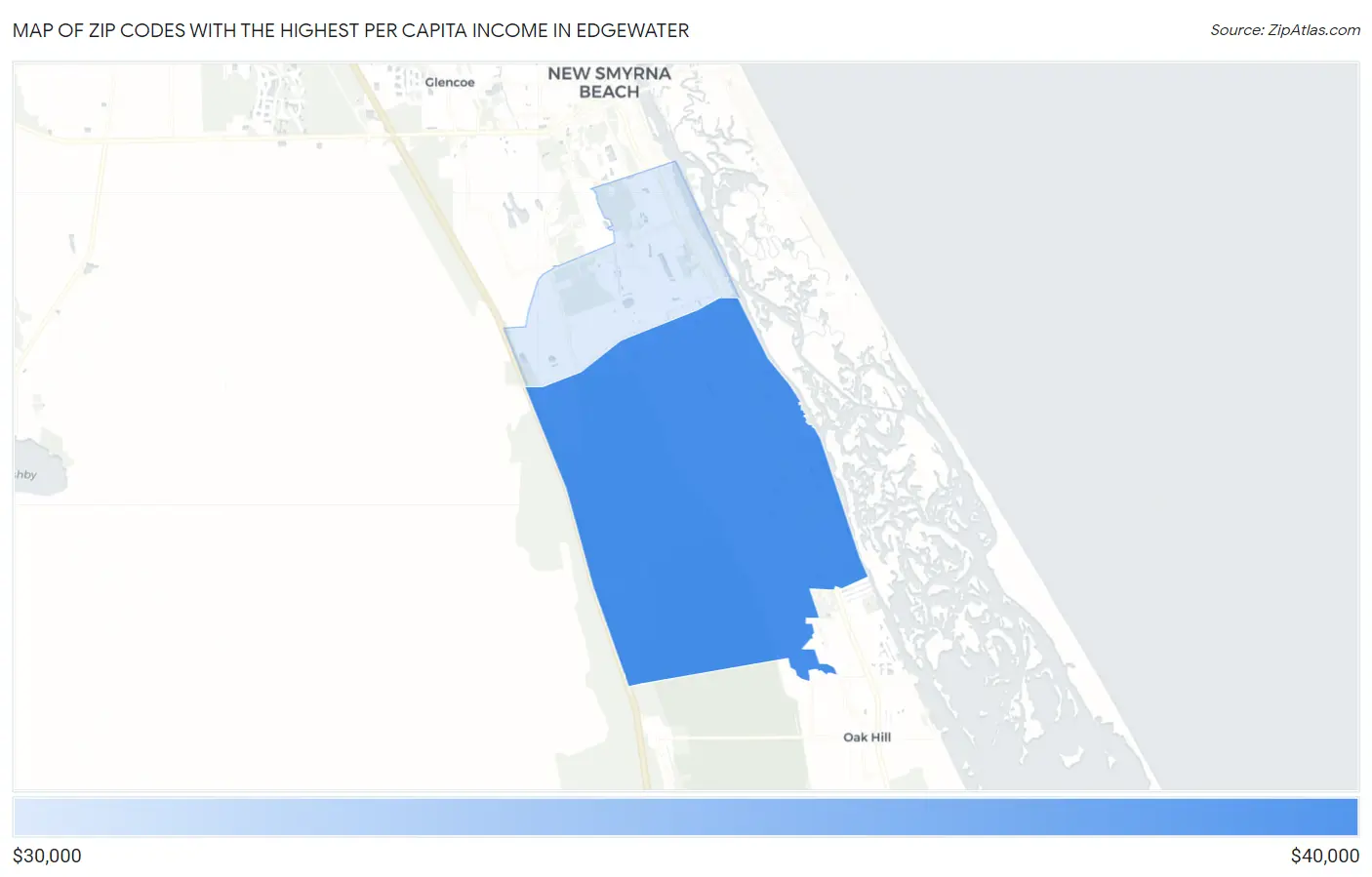 Zip Codes with the Highest Per Capita Income in Edgewater Map