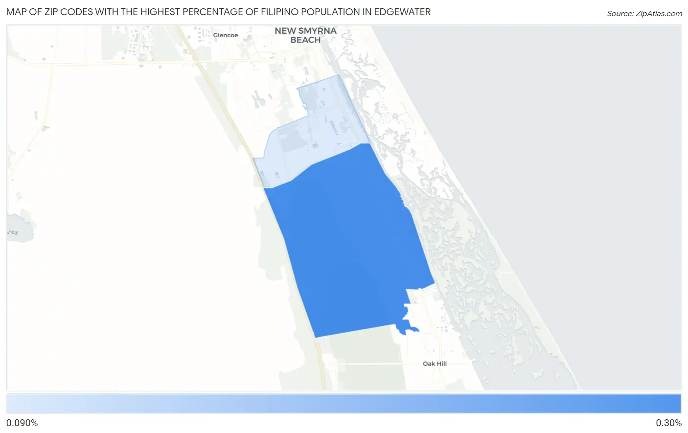 Zip Codes with the Highest Percentage of Filipino Population in Edgewater Map