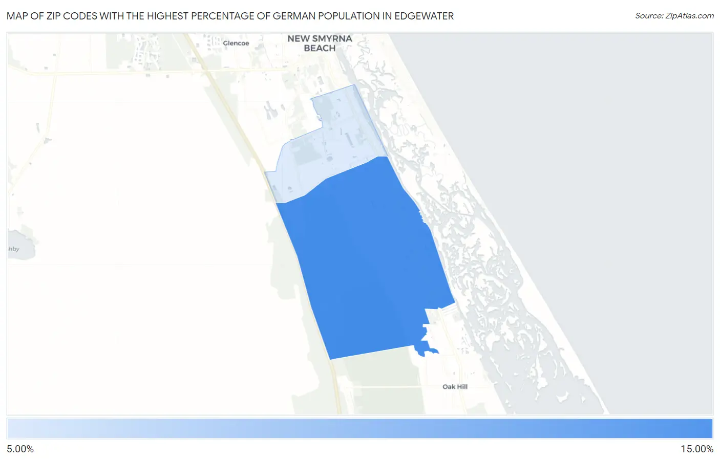 Zip Codes with the Highest Percentage of German Population in Edgewater Map