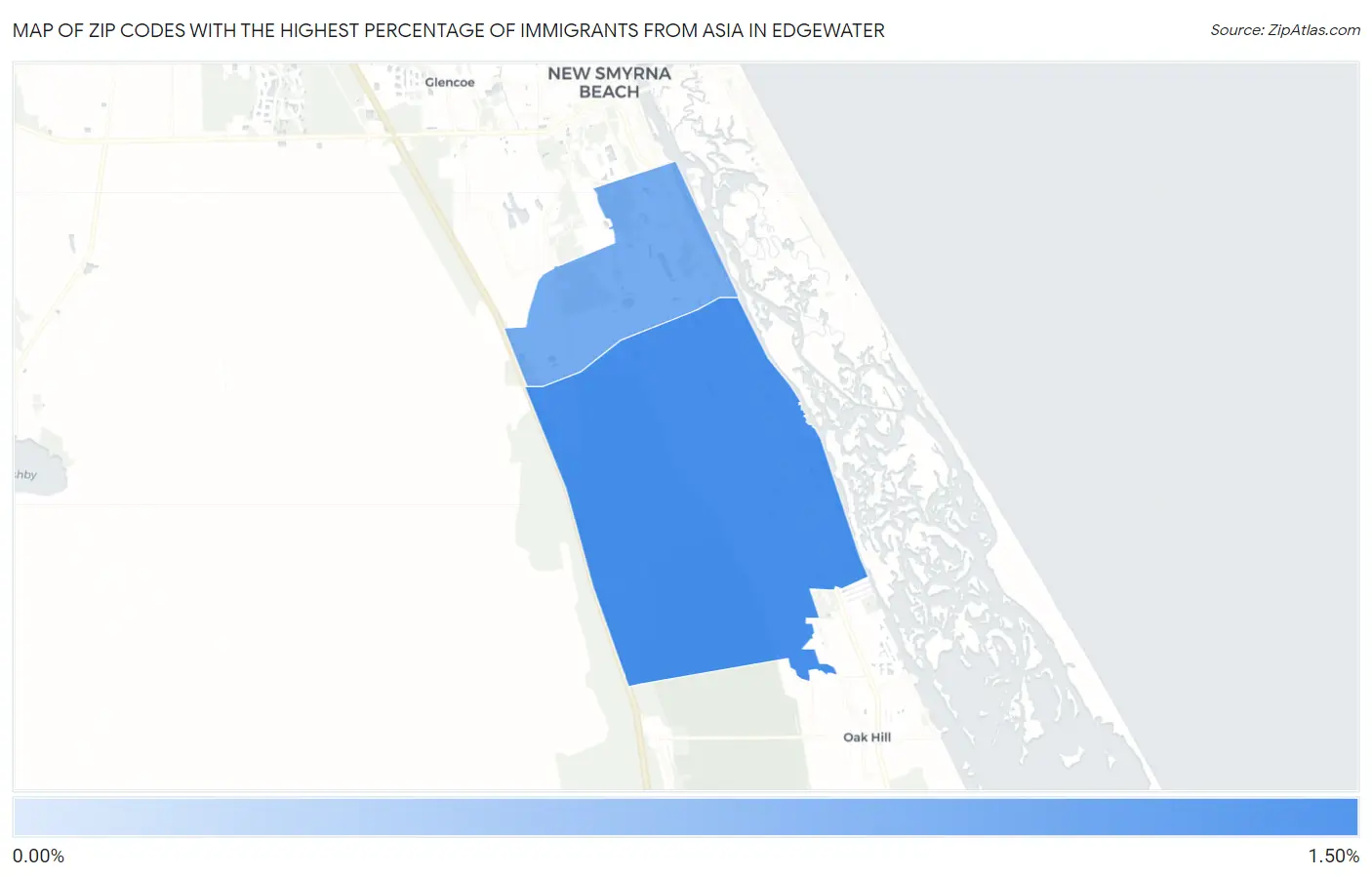 Zip Codes with the Highest Percentage of Immigrants from Asia in Edgewater Map