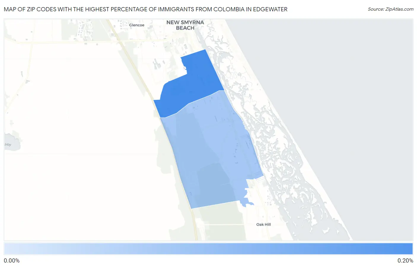 Zip Codes with the Highest Percentage of Immigrants from Colombia in Edgewater Map
