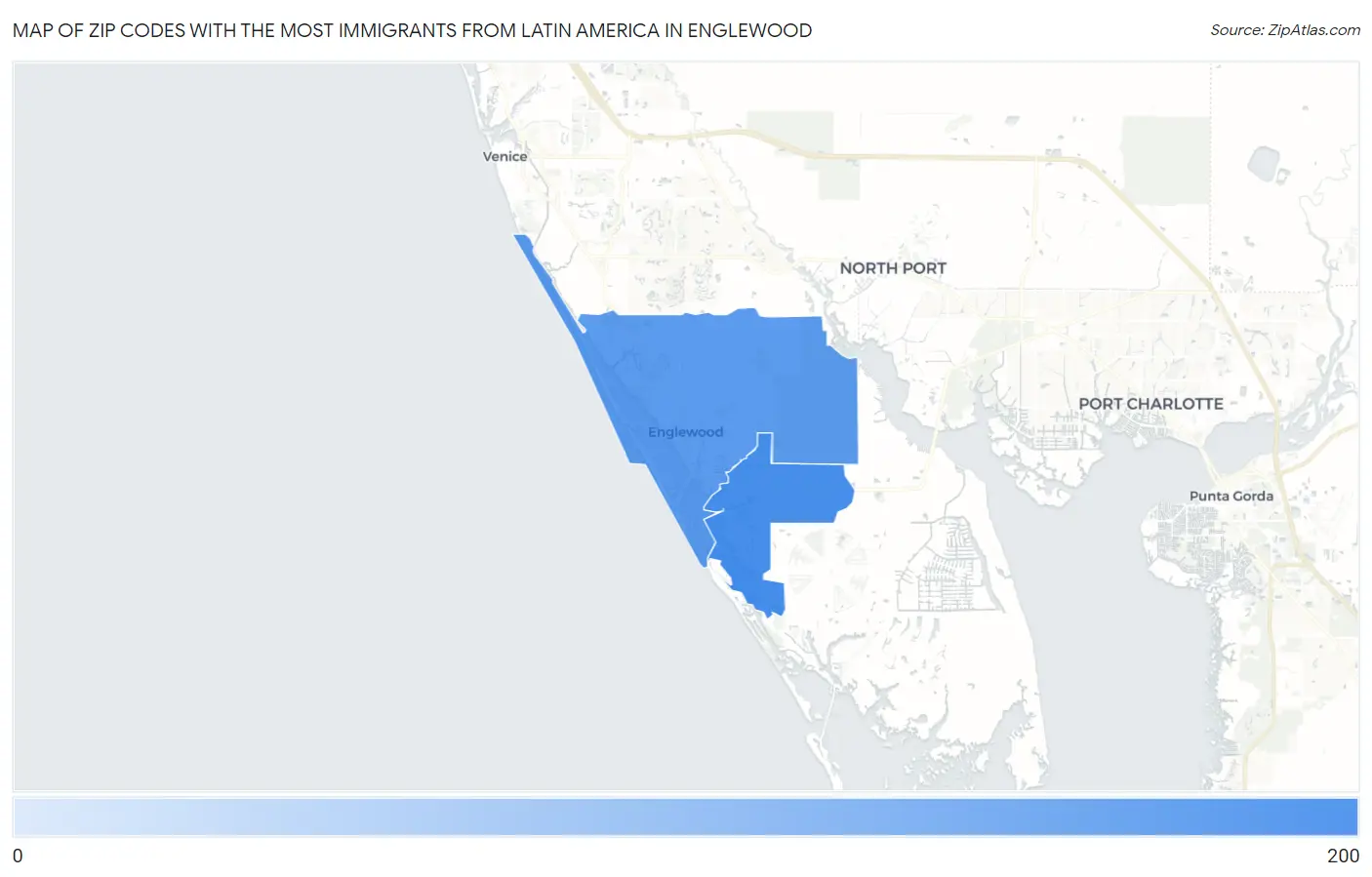 Zip Codes with the Most Immigrants from Latin America in Englewood Map