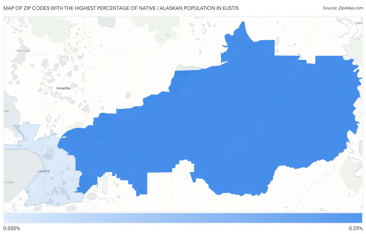 Zip Codes with the Highest Percentage of Native / Alaskan Population in Eustis Map