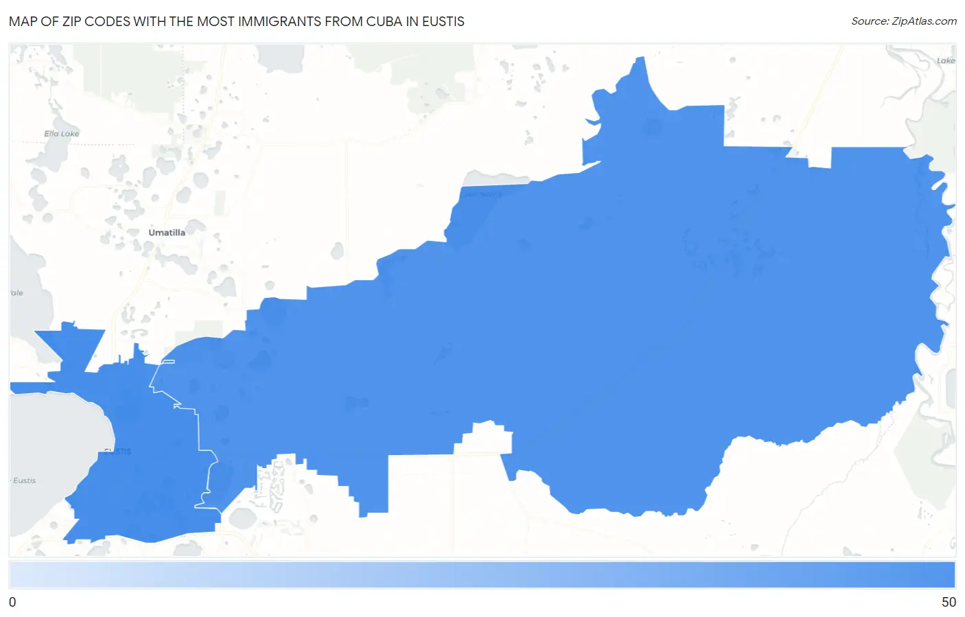 Zip Codes with the Most Immigrants from Cuba in Eustis Map