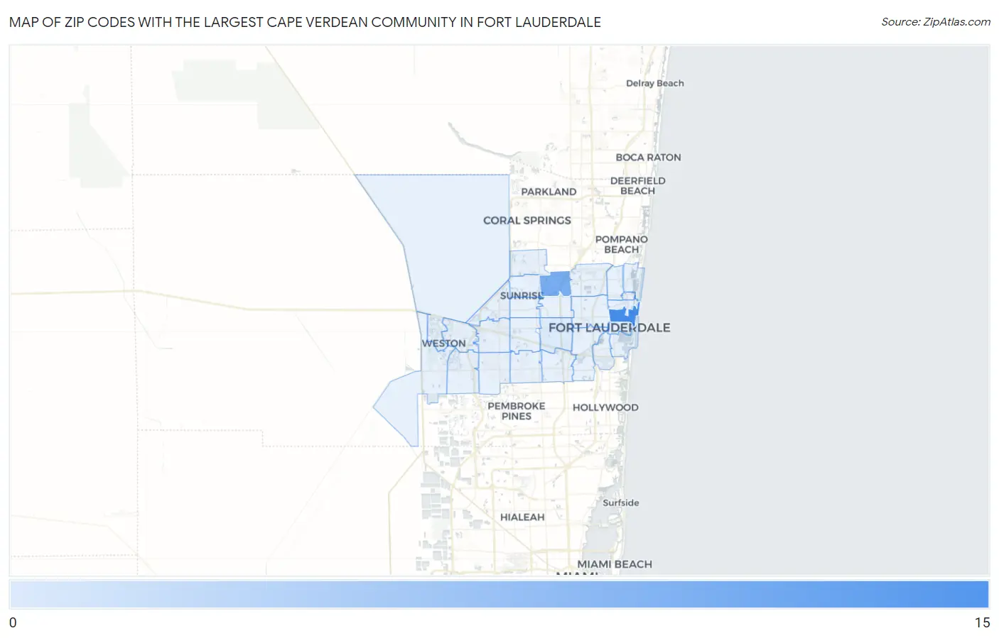 Zip Codes with the Largest Cape Verdean Community in Fort Lauderdale Map