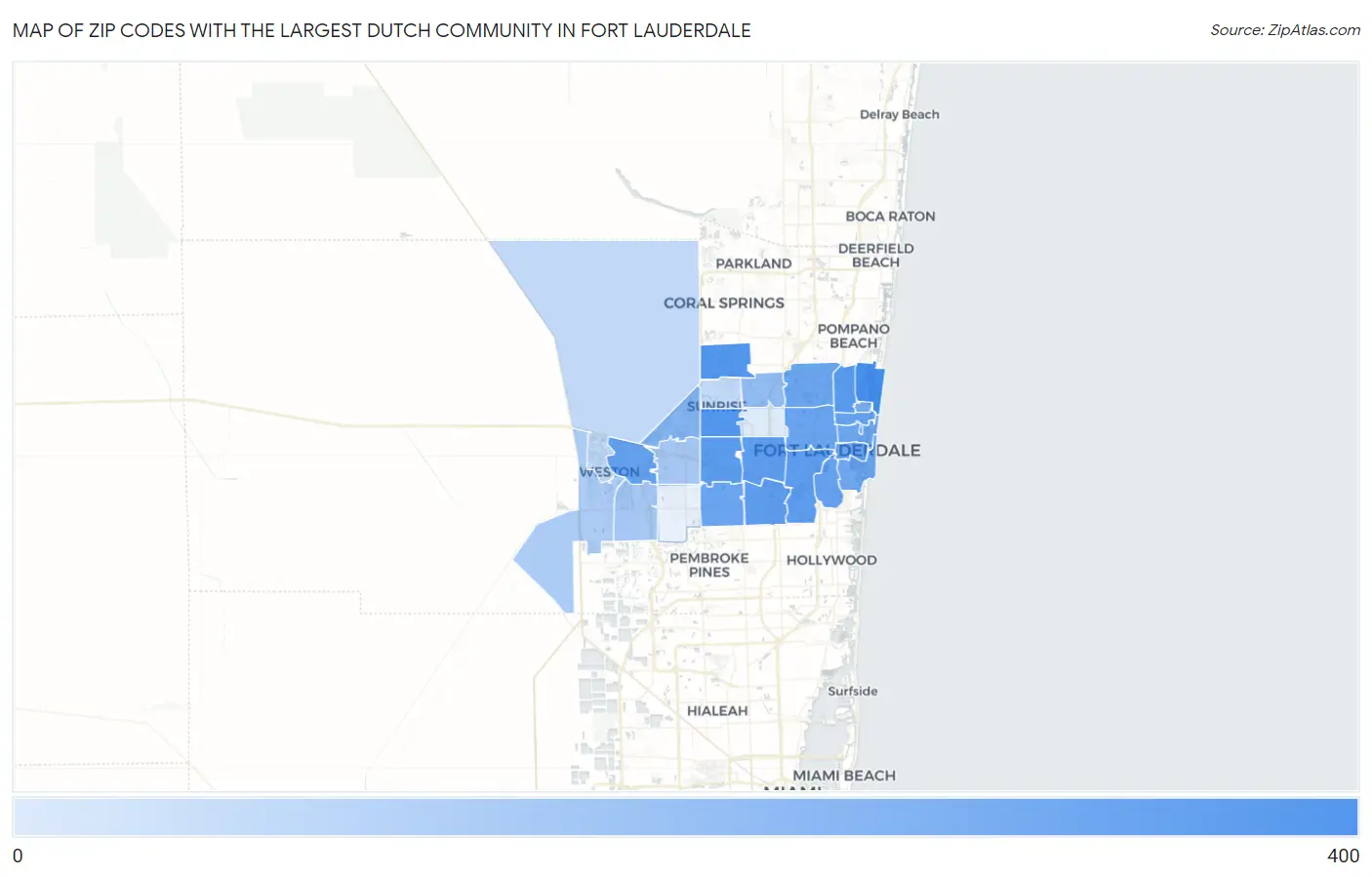 Zip Codes with the Largest Dutch Community in Fort Lauderdale Map