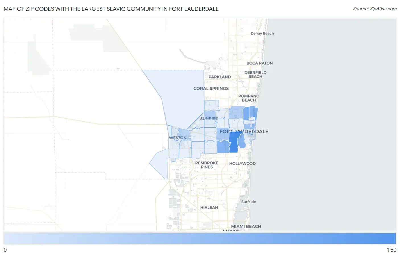 Zip Codes with the Largest Slavic Community in Fort Lauderdale Map