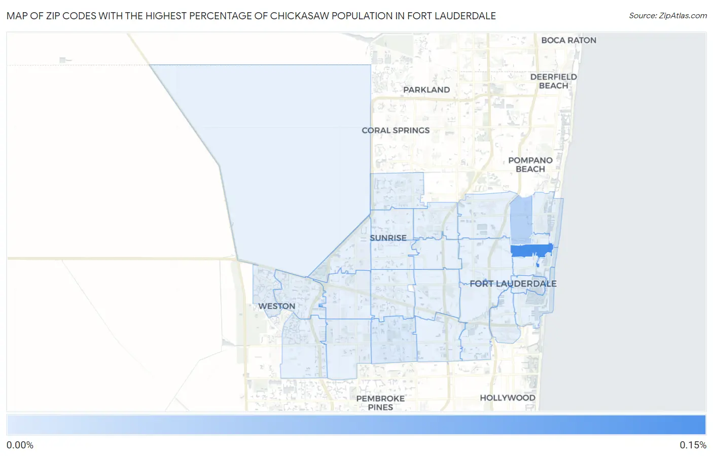Zip Codes with the Highest Percentage of Chickasaw Population in Fort Lauderdale Map