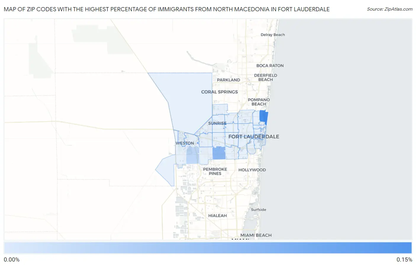 Zip Codes with the Highest Percentage of Immigrants from North Macedonia in Fort Lauderdale Map