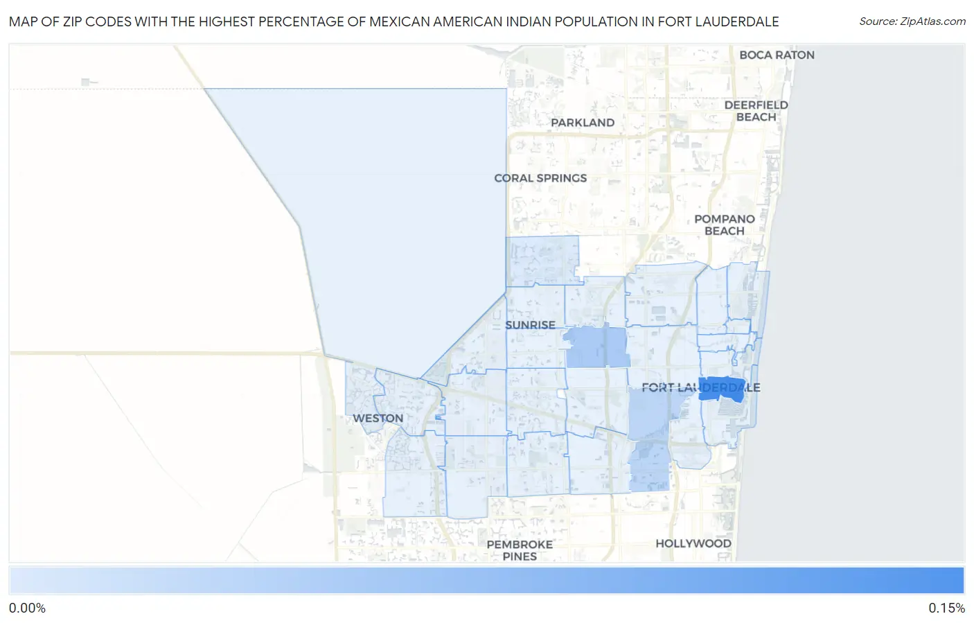 Zip Codes with the Highest Percentage of Mexican American Indian Population in Fort Lauderdale Map
