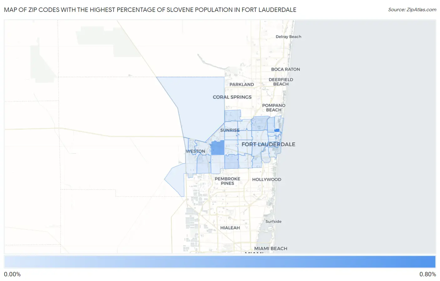 Zip Codes with the Highest Percentage of Slovene Population in Fort Lauderdale Map
