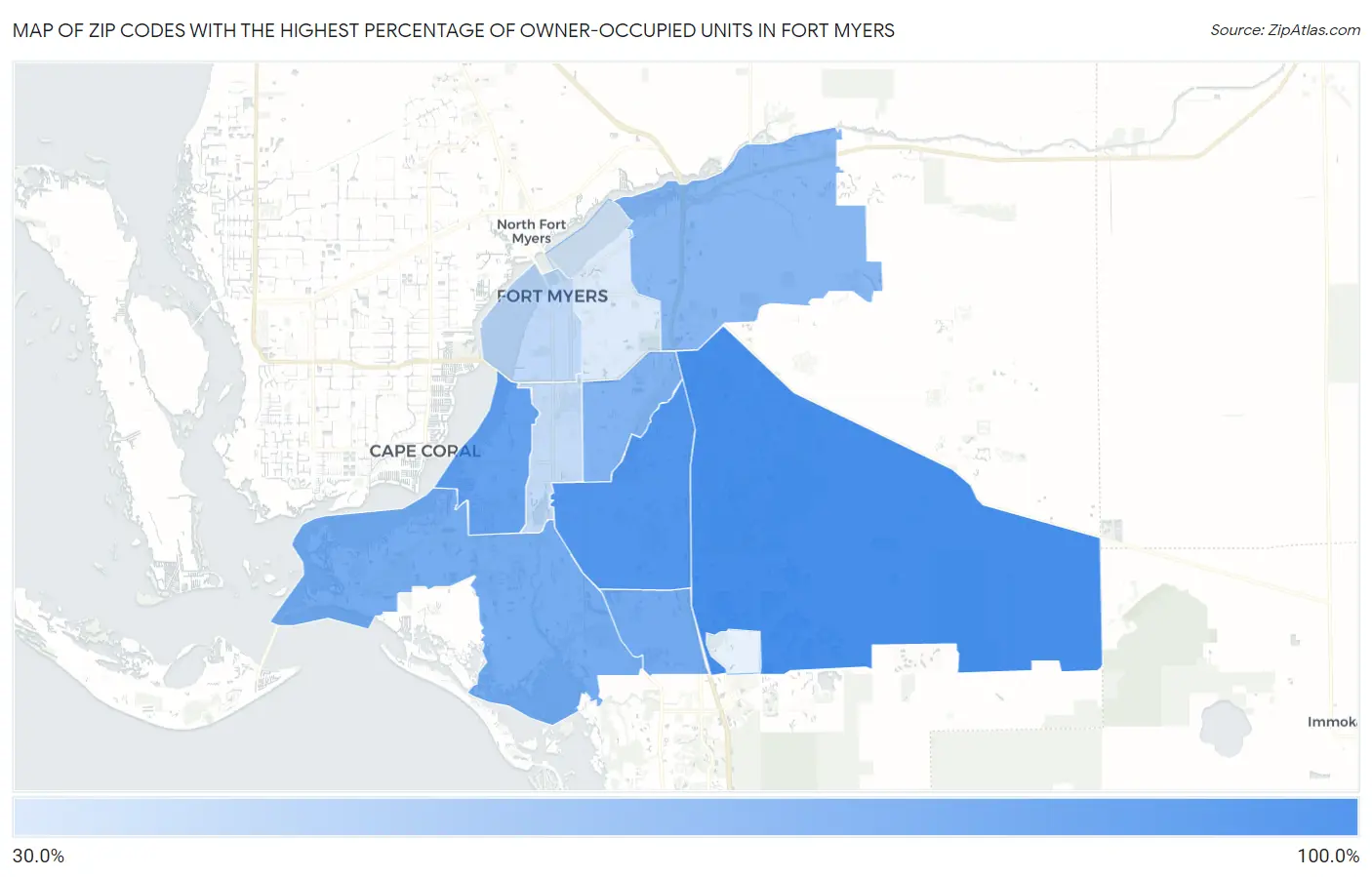 Zip Codes with the Highest Percentage of Owner-Occupied Units in Fort Myers Map