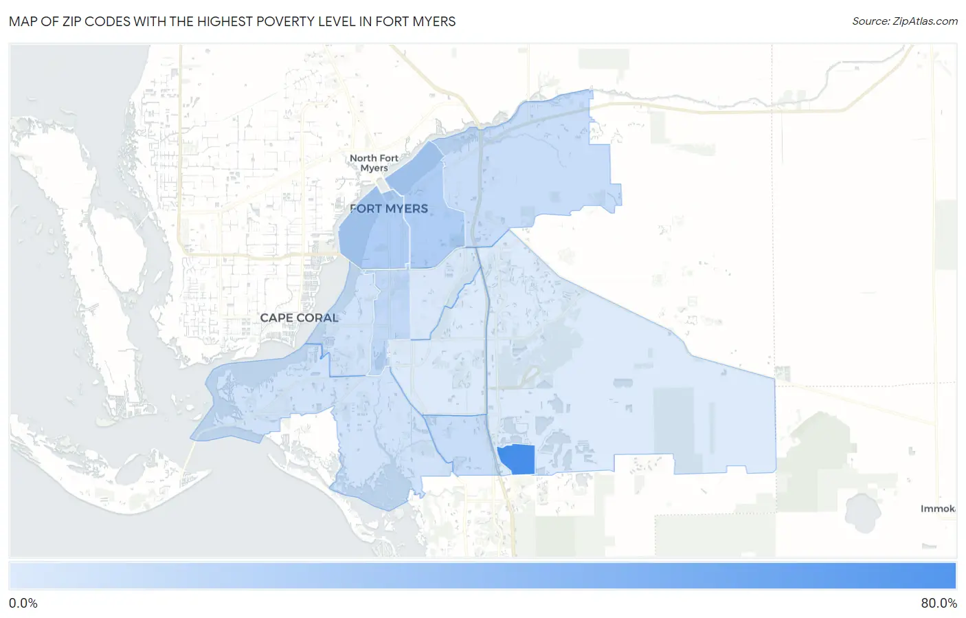 Zip Codes with the Highest Poverty Level in Fort Myers Map