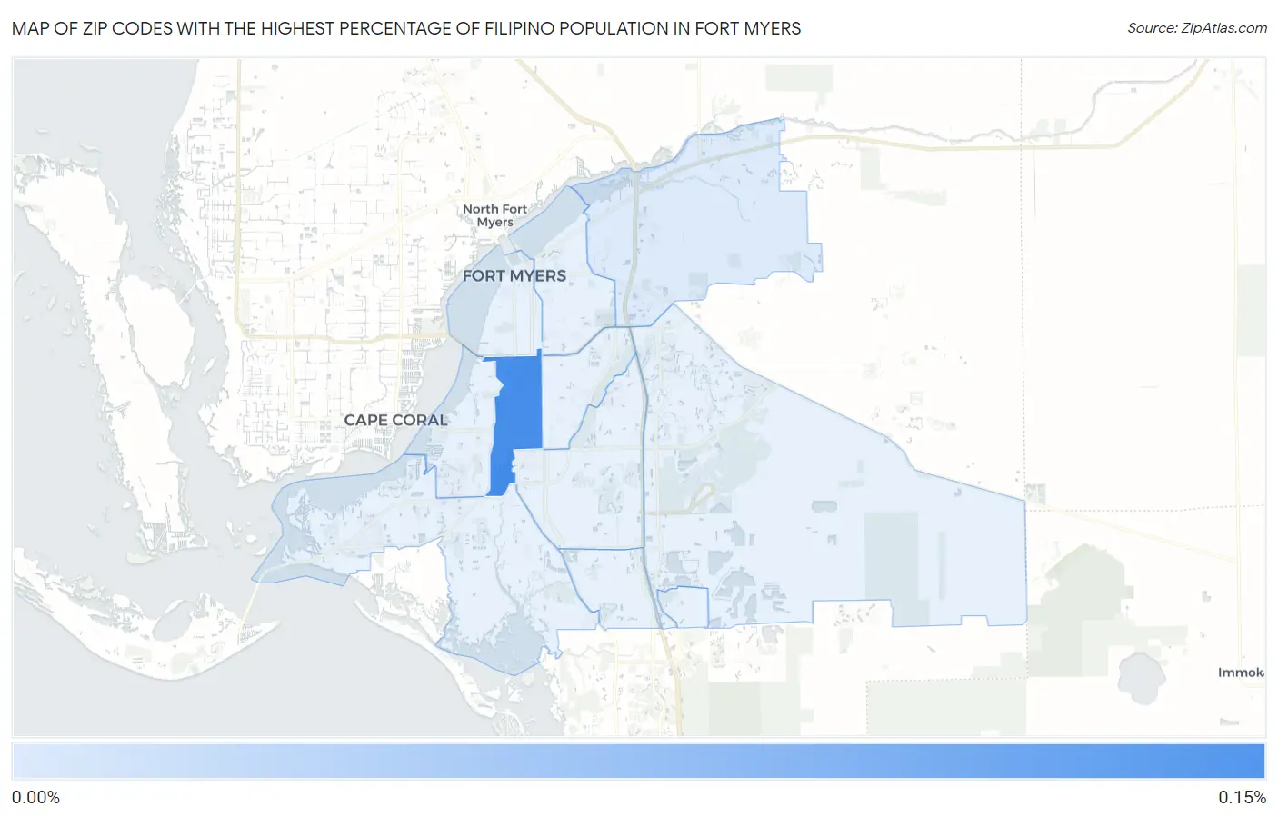 Zip Codes with the Highest Percentage of Filipino Population in Fort Myers Map