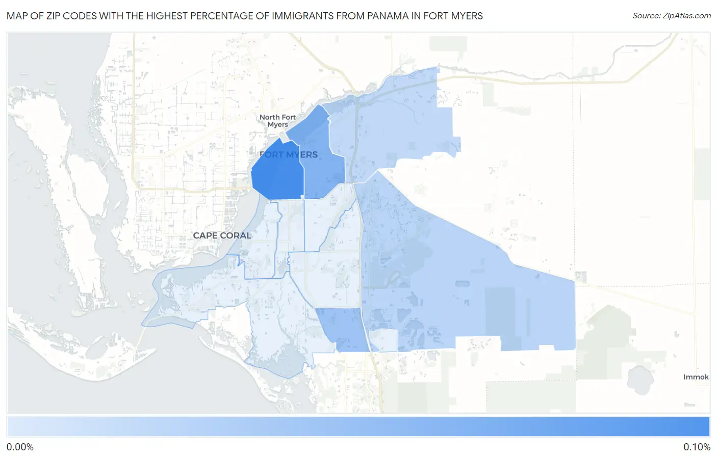 Zip Codes with the Highest Percentage of Immigrants from Panama in Fort Myers Map