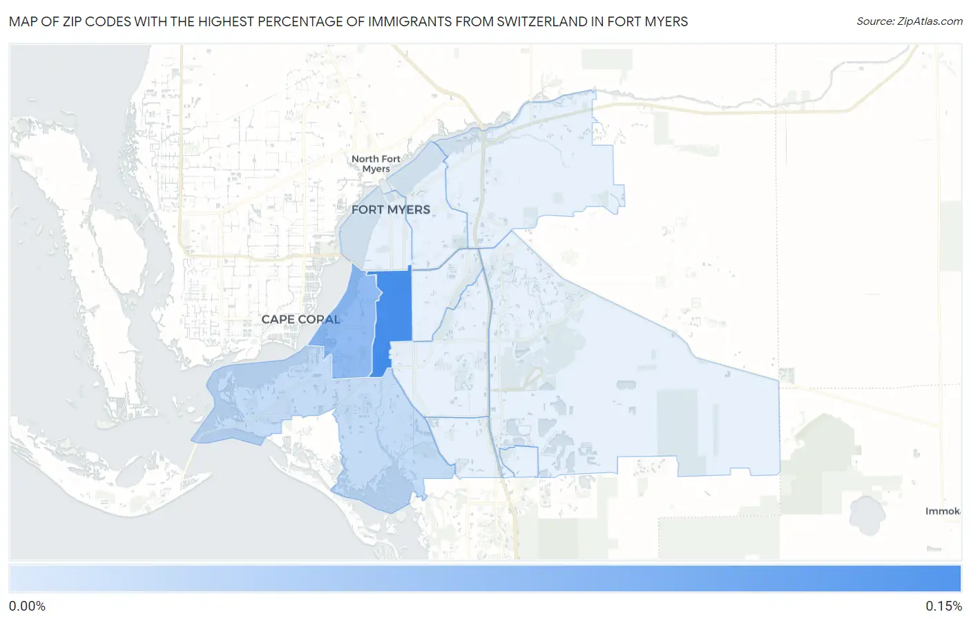 Zip Codes with the Highest Percentage of Immigrants from Switzerland in Fort Myers Map