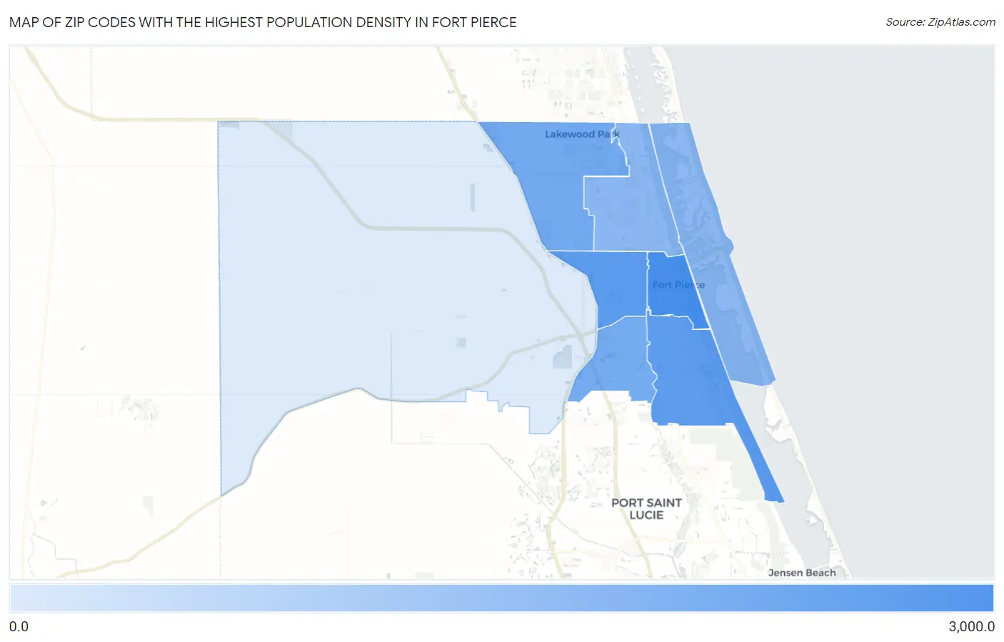Zip Codes with the Highest Population Density in Fort Pierce Map