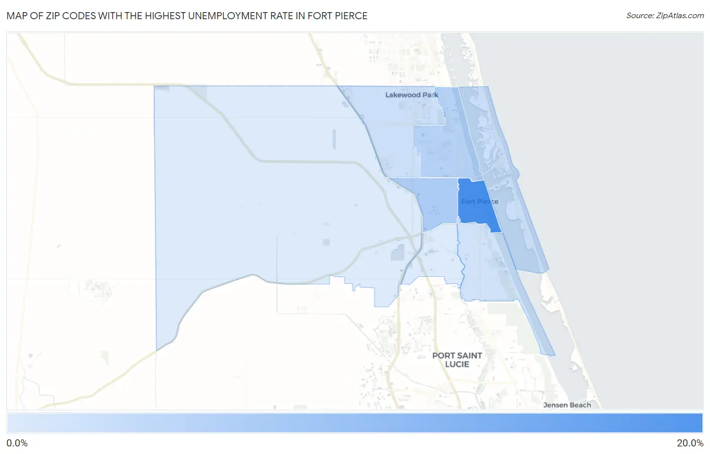 Zip Codes with the Highest Unemployment Rate in Fort Pierce Map