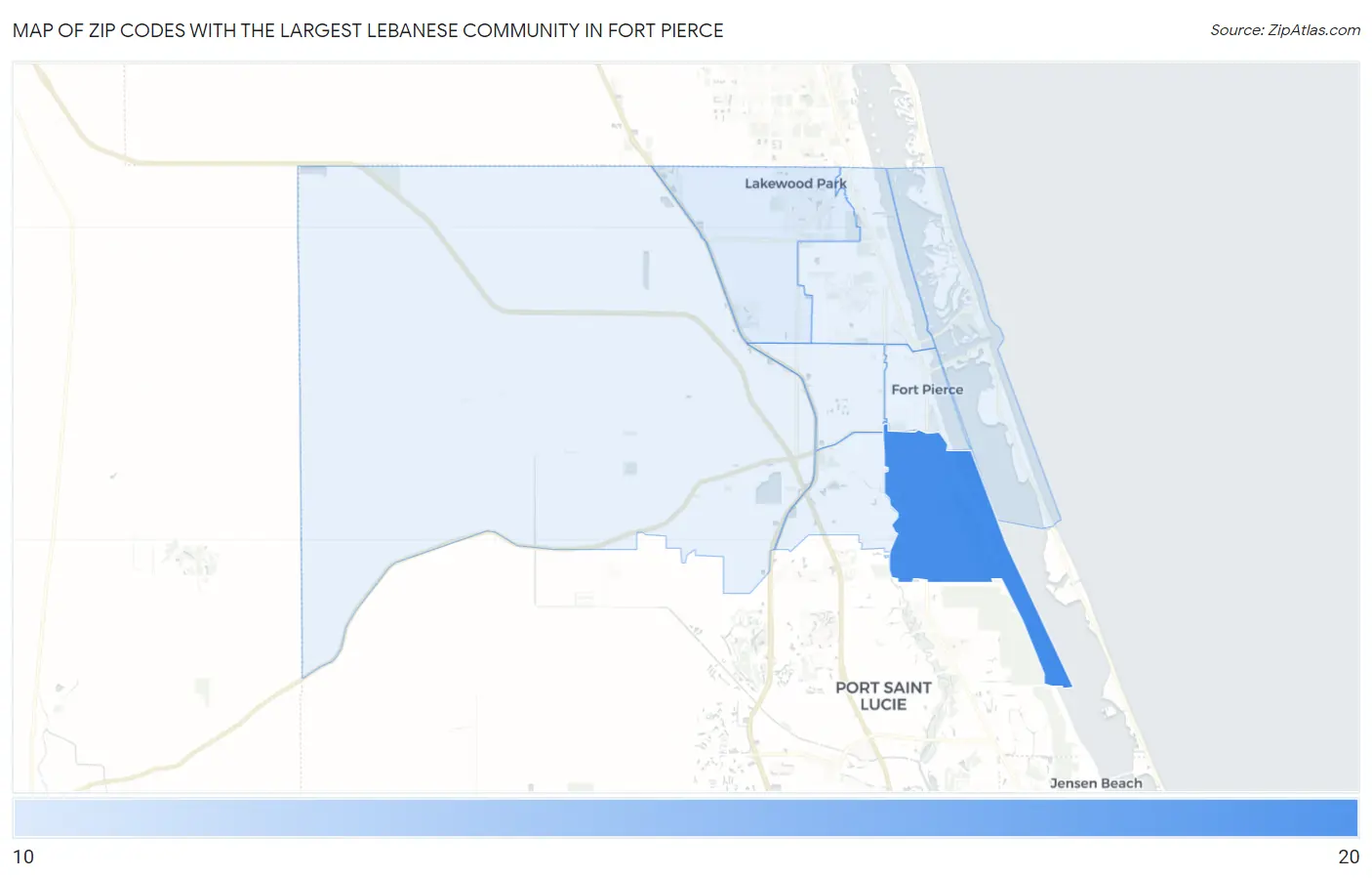 Zip Codes with the Largest Lebanese Community in Fort Pierce Map