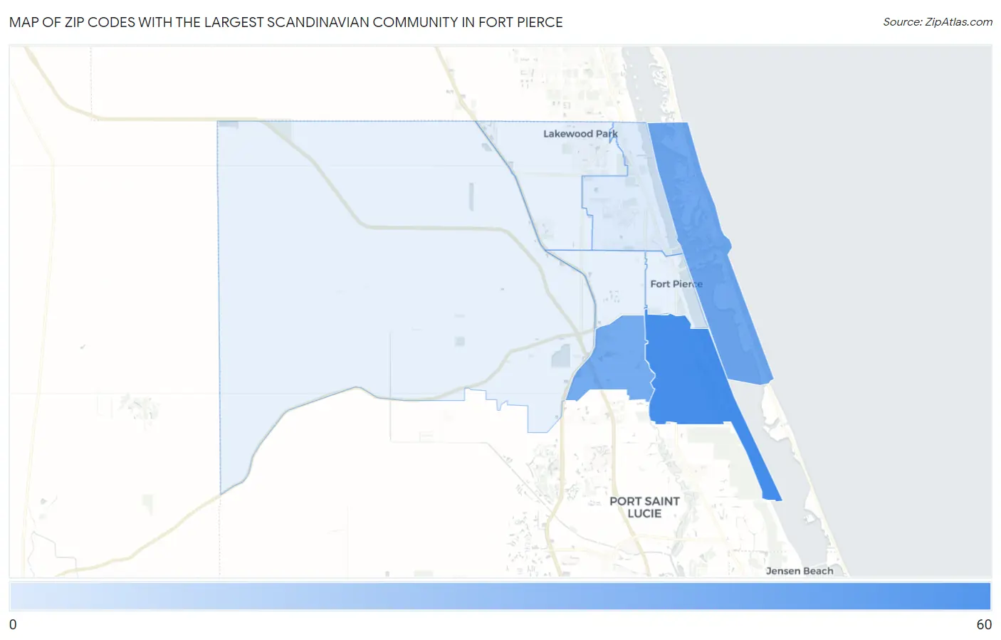 Zip Codes with the Largest Scandinavian Community in Fort Pierce Map