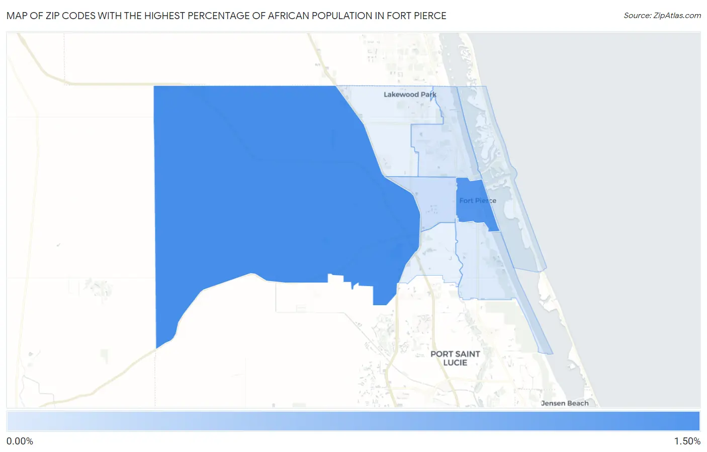 Zip Codes with the Highest Percentage of African Population in Fort Pierce Map