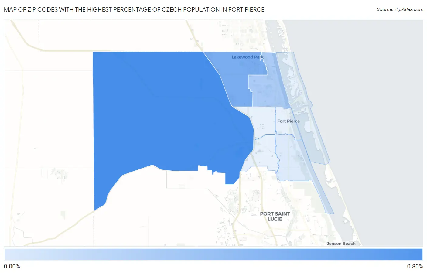Zip Codes with the Highest Percentage of Czech Population in Fort Pierce Map