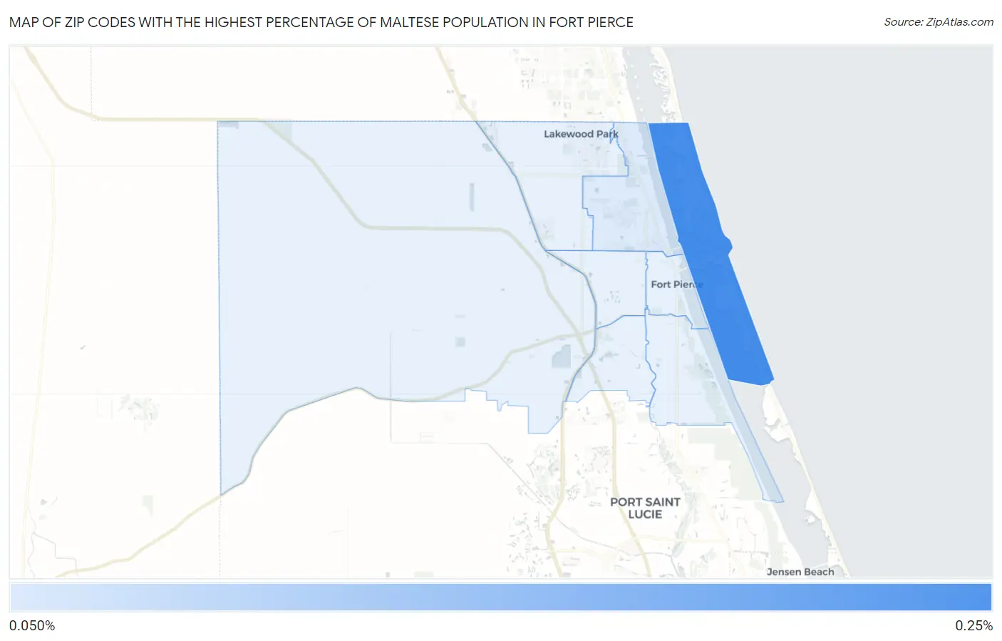 Zip Codes with the Highest Percentage of Maltese Population in Fort Pierce Map