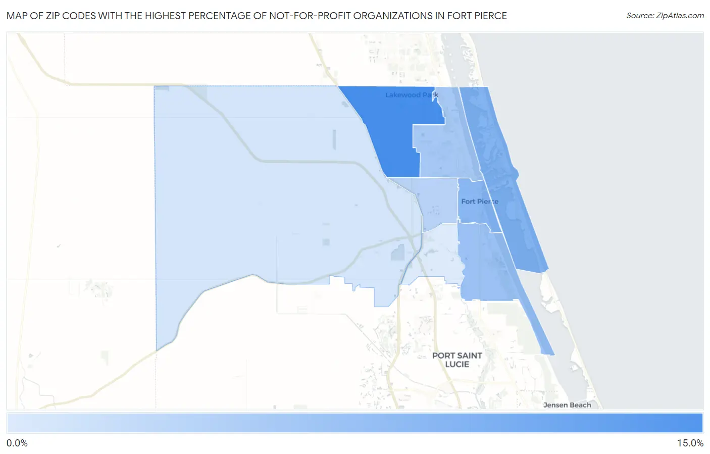 Zip Codes with the Highest Percentage of Not-for-profit Organizations in Fort Pierce Map