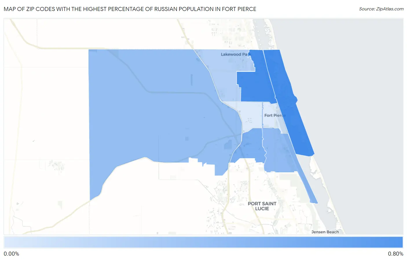 Zip Codes with the Highest Percentage of Russian Population in Fort Pierce Map