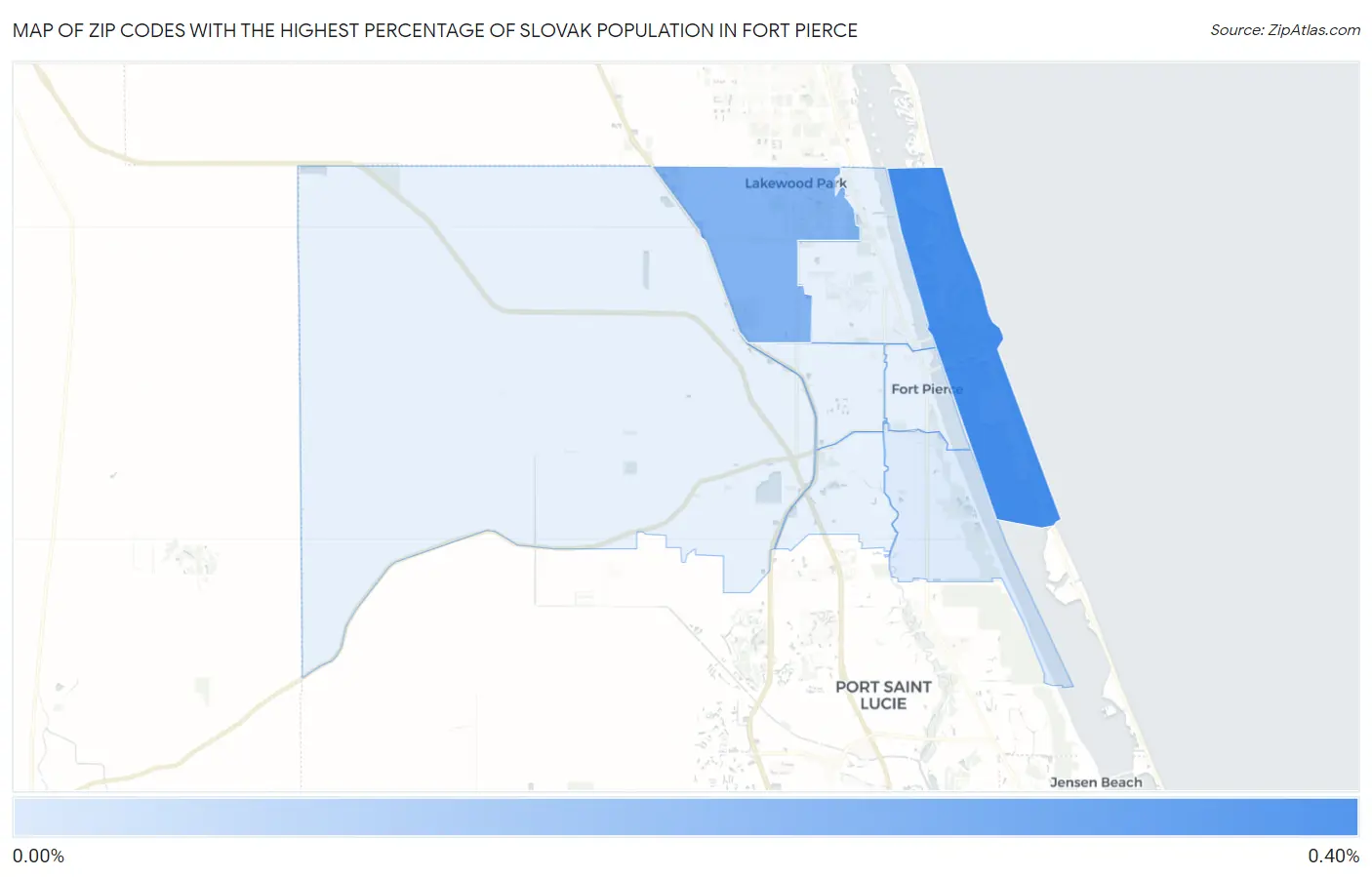 Zip Codes with the Highest Percentage of Slovak Population in Fort Pierce Map
