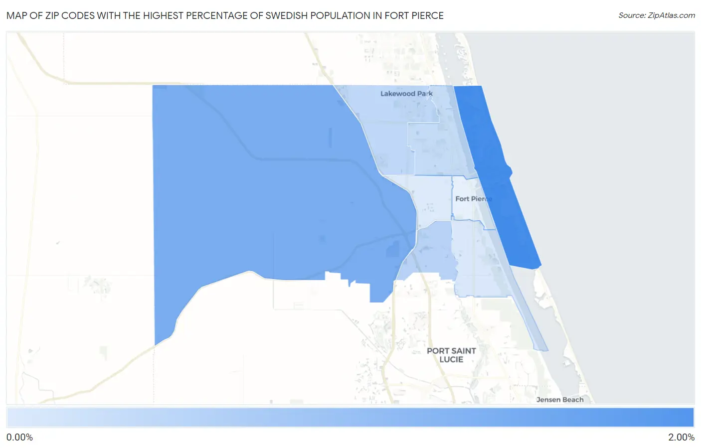 Zip Codes with the Highest Percentage of Swedish Population in Fort Pierce Map