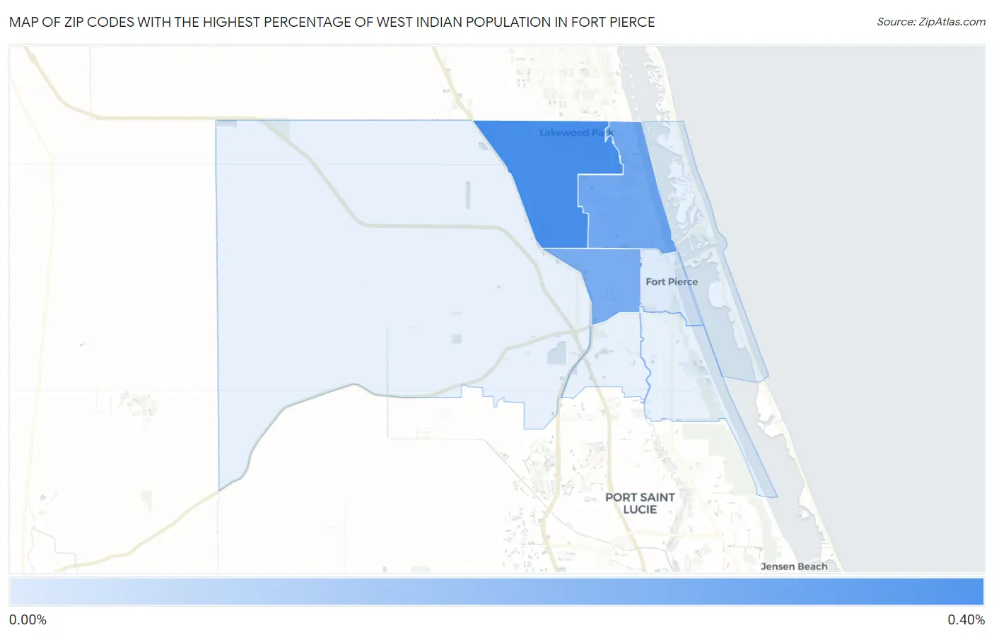 Zip Codes with the Highest Percentage of West Indian Population in Fort Pierce Map