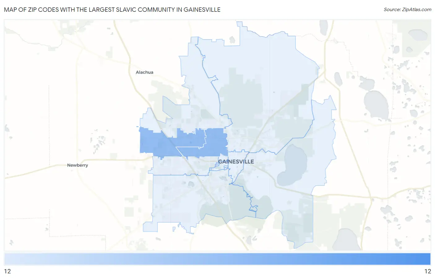 Zip Codes with the Largest Slavic Community in Gainesville Map