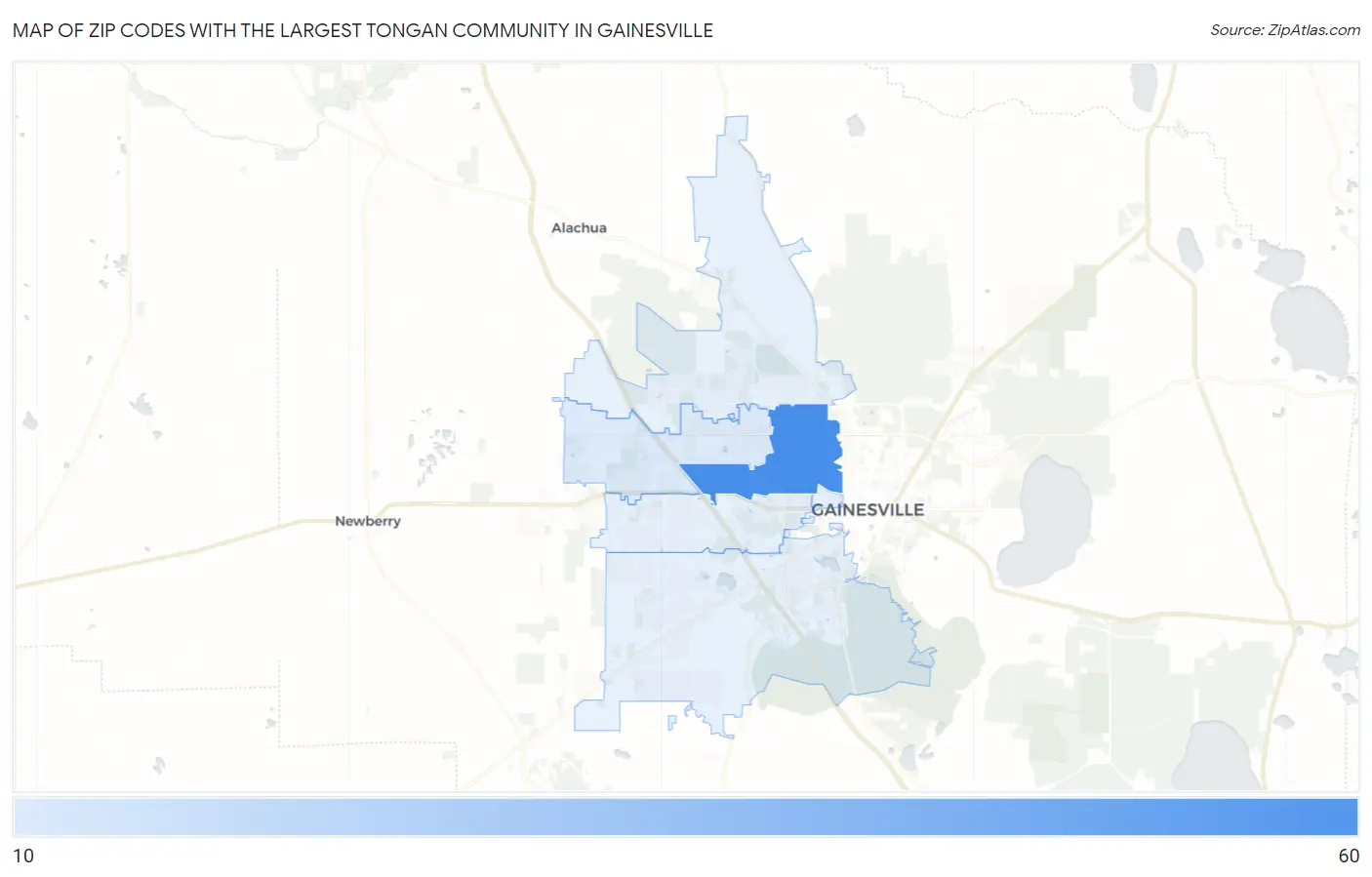 Zip Codes with the Largest Tongan Community in Gainesville Map