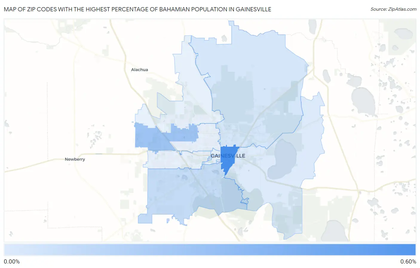 Zip Codes with the Highest Percentage of Bahamian Population in Gainesville Map