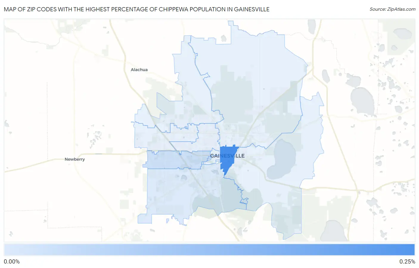 Zip Codes with the Highest Percentage of Chippewa Population in Gainesville Map