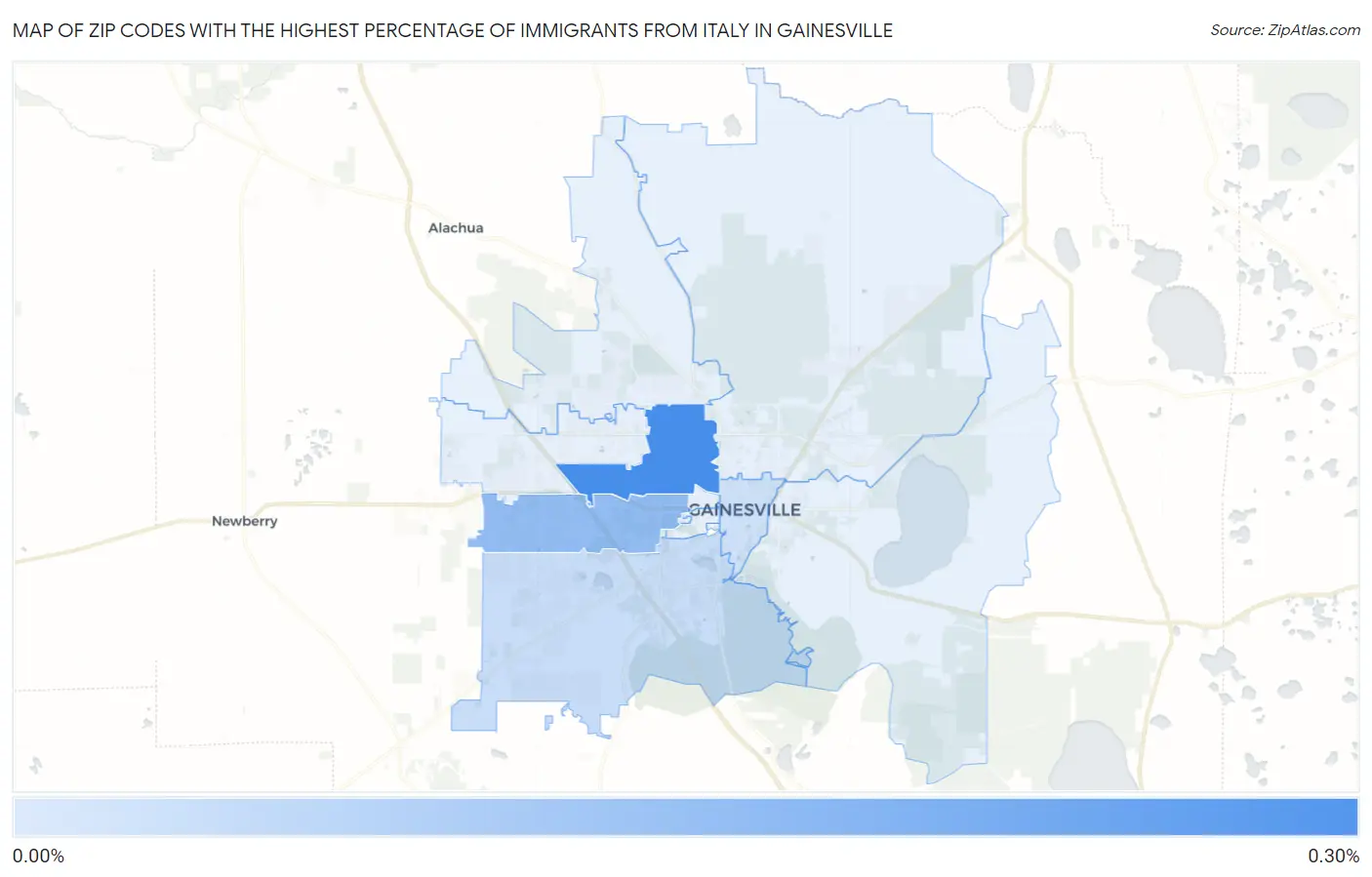 Zip Codes with the Highest Percentage of Immigrants from Italy in Gainesville Map