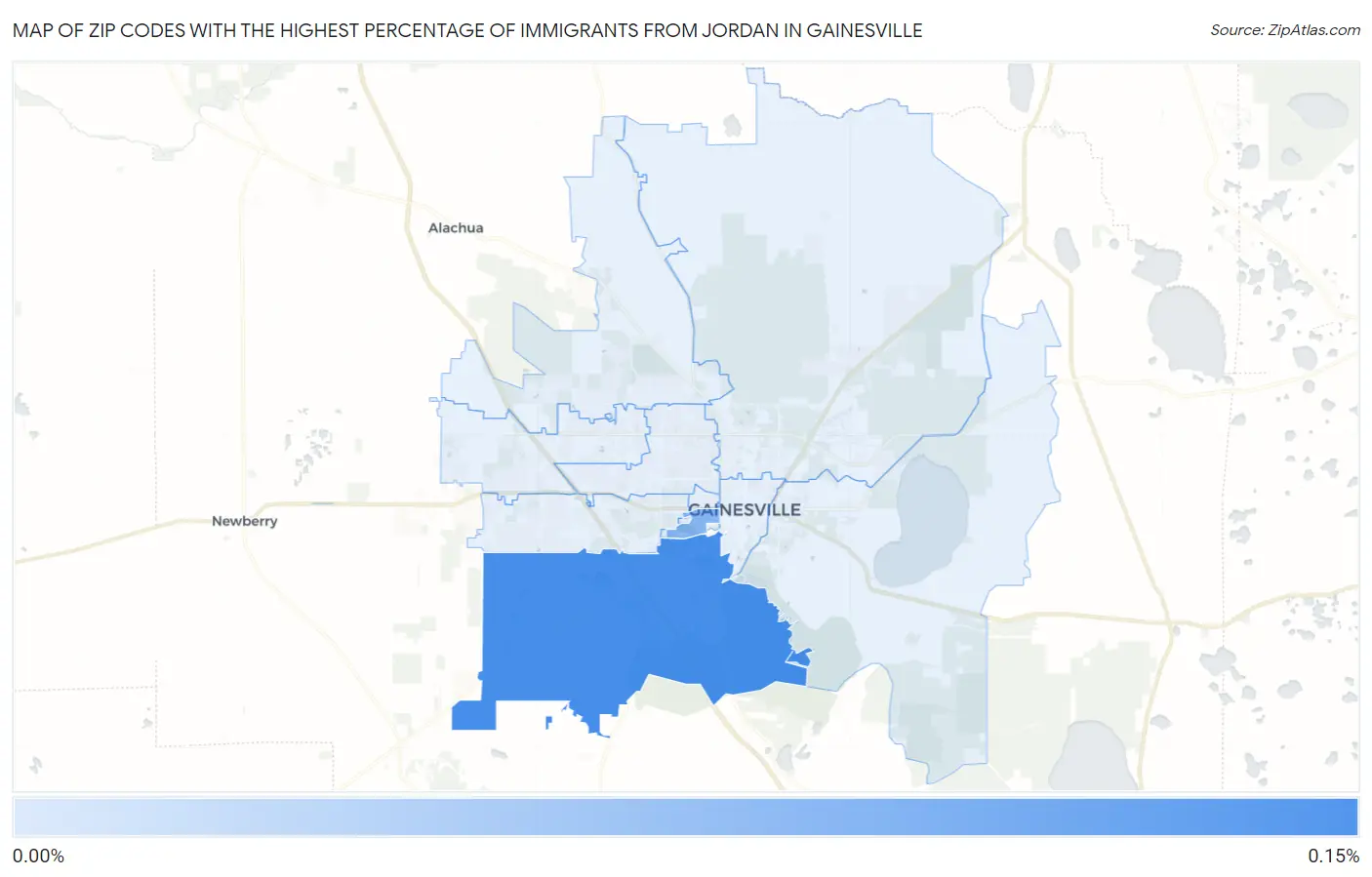 Zip Codes with the Highest Percentage of Immigrants from Jordan in Gainesville Map
