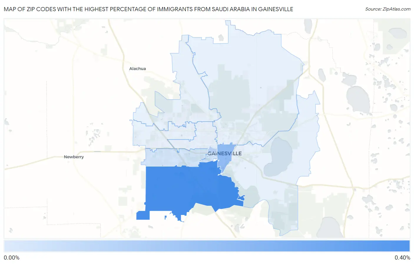 Zip Codes with the Highest Percentage of Immigrants from Saudi Arabia in Gainesville Map
