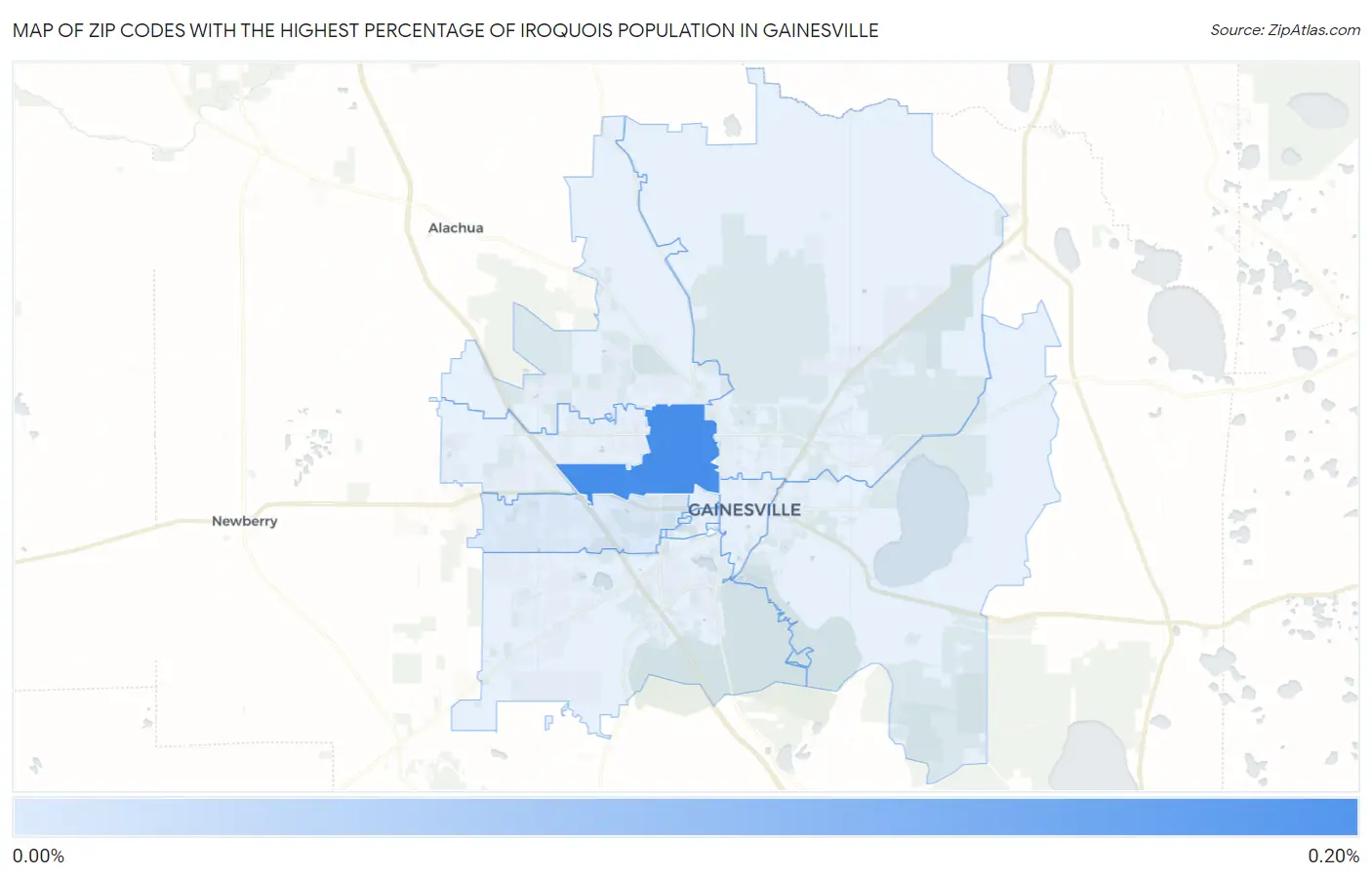 Zip Codes with the Highest Percentage of Iroquois Population in Gainesville Map