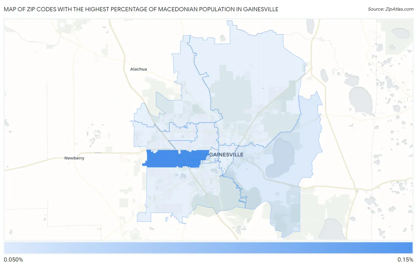 Zip Codes with the Highest Percentage of Macedonian Population in Gainesville Map