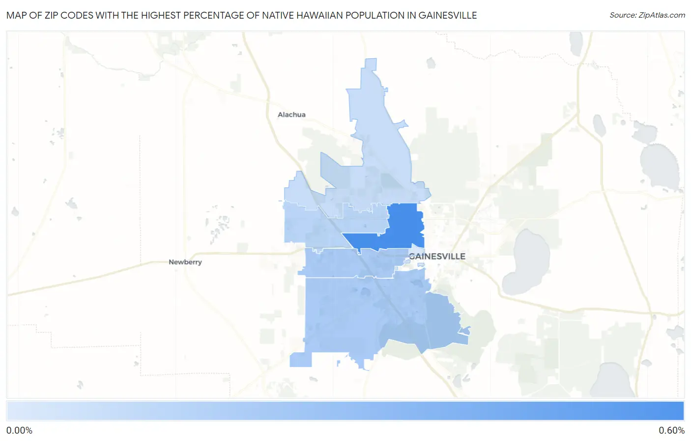 Zip Codes with the Highest Percentage of Native Hawaiian Population in Gainesville Map