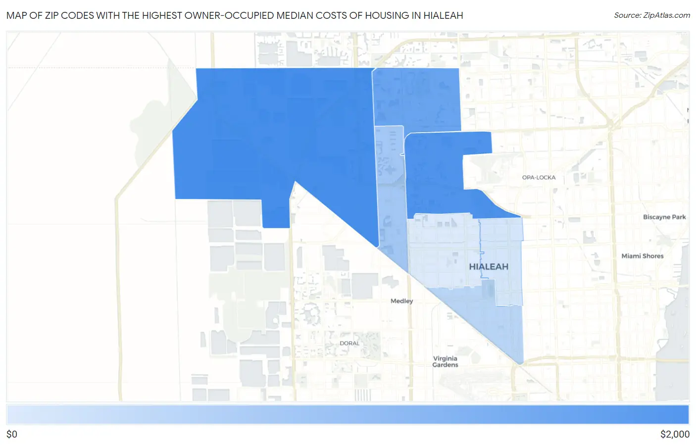 Zip Codes with the Highest Owner-Occupied Median Costs of Housing in Hialeah Map